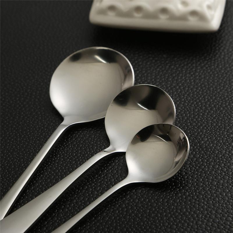 Stainless Steel Round Spoon Coffee Spoon Dessert Sugar Salt Spice Spoon Kitchen Tools