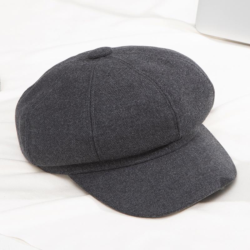 New women's autumn and winter octagonal hat trendy autumn and winter literary and versatile octagonal hat woolen octagonal hat