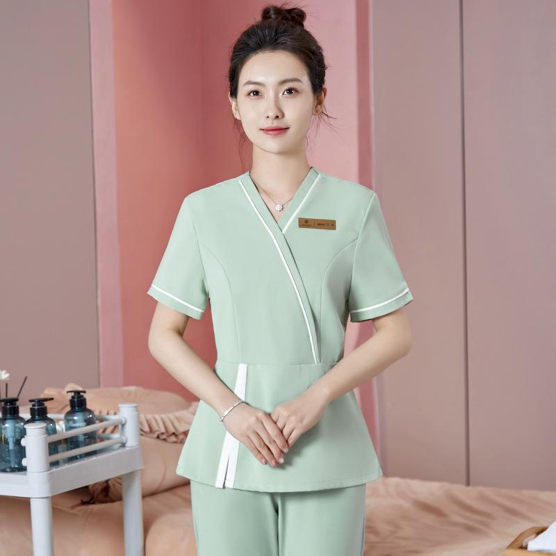 Beautician Short-Sleeve Uniform Set for Spa & Massage Professionals