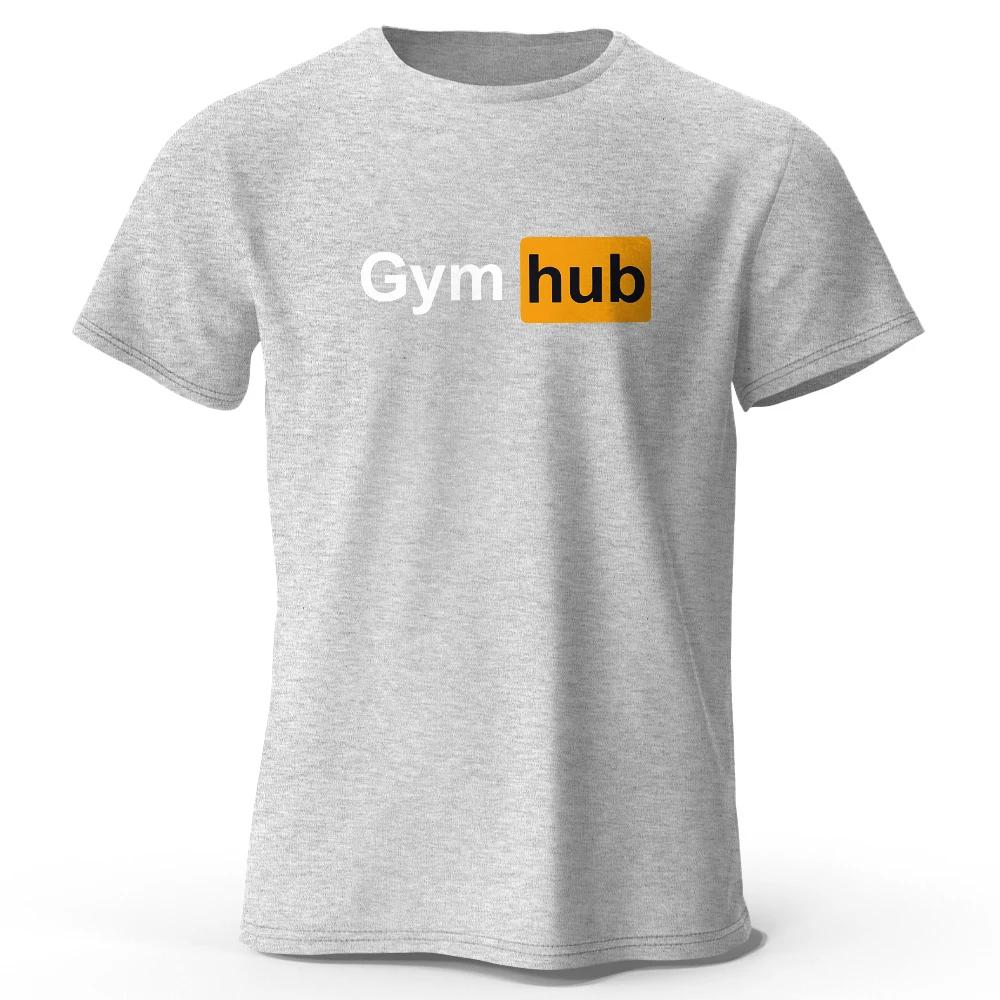 Gym Hub Bedrucktes T-Shirt 100% Baumwolle Oversized Lustige Grafik-T-Shirts für Sommer-Tops