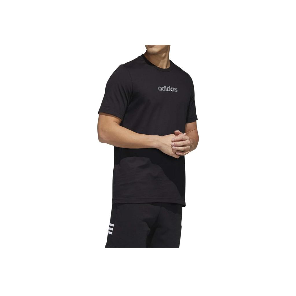 adidas Logo Front Sports Style Solid Short Sleeve T-Shirt Men Tops Black GD5438