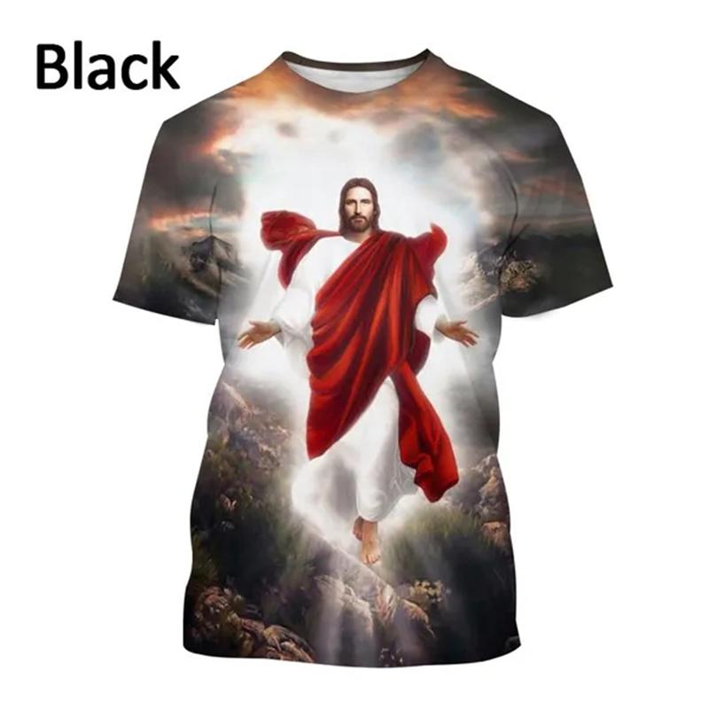 T-shirt Stampa 3D Amore di Gesù per Ogni Cristiano Moda Estiva Modello Gesù Uomo Donna Calda Manica Corta T-shirt Casual Ropa Hombre