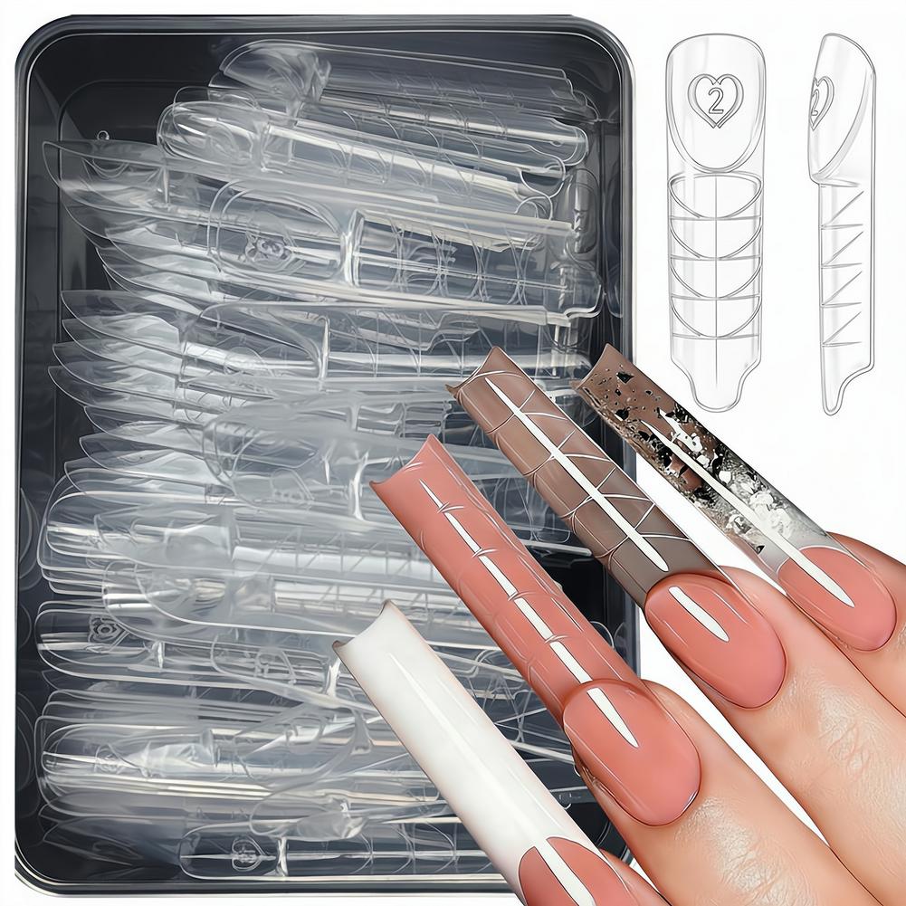 60/150Pc Nail Art Dual Forms French-style Clear Reusable Nails Extension Nail Forms DIY Almond Trapezoid Shaped Nail Gel Molds