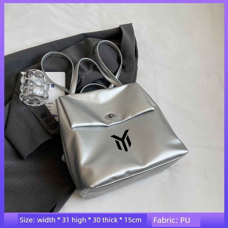 

Nyck Joint Name Trendy Brand Backpack Satchel Backpack New Arrival Fashion Pure Color Girls College Students Short Distance Travel School Bag 2114-silver Upgrade