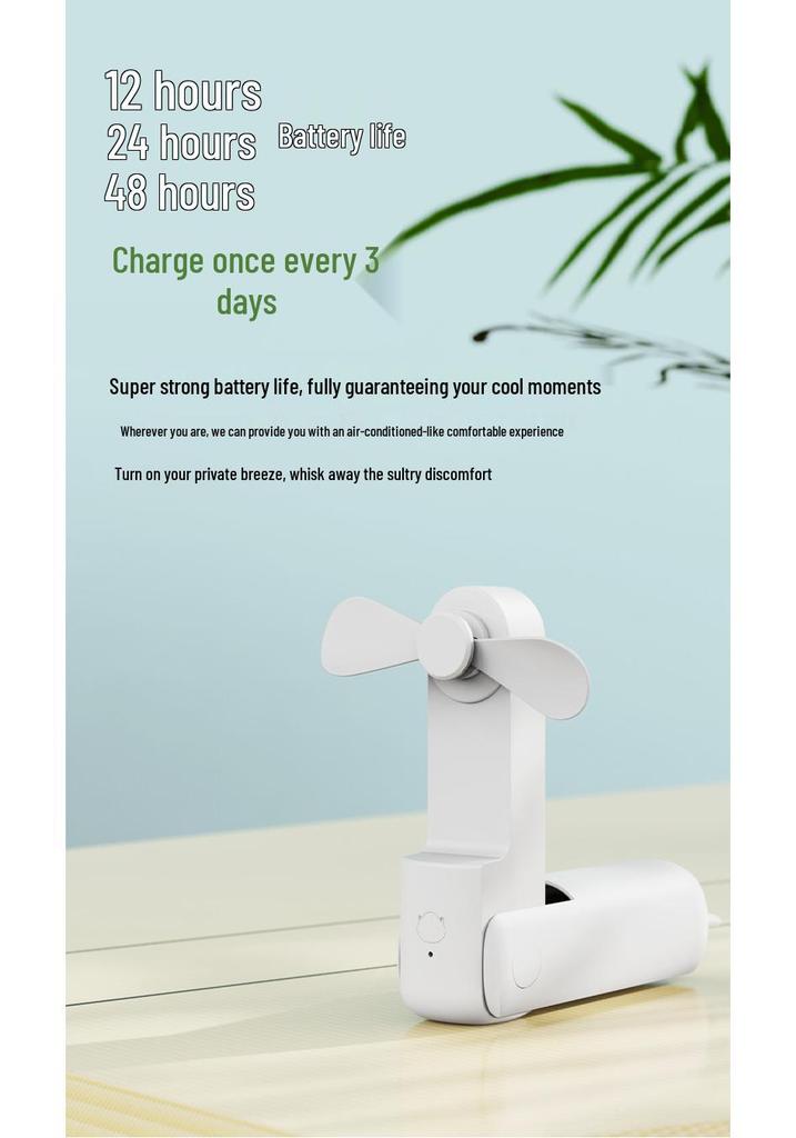Mini Handheld 2-in-1 Rechargeable USB Fan with Long Battery, Foldable and Portable for Outdoors