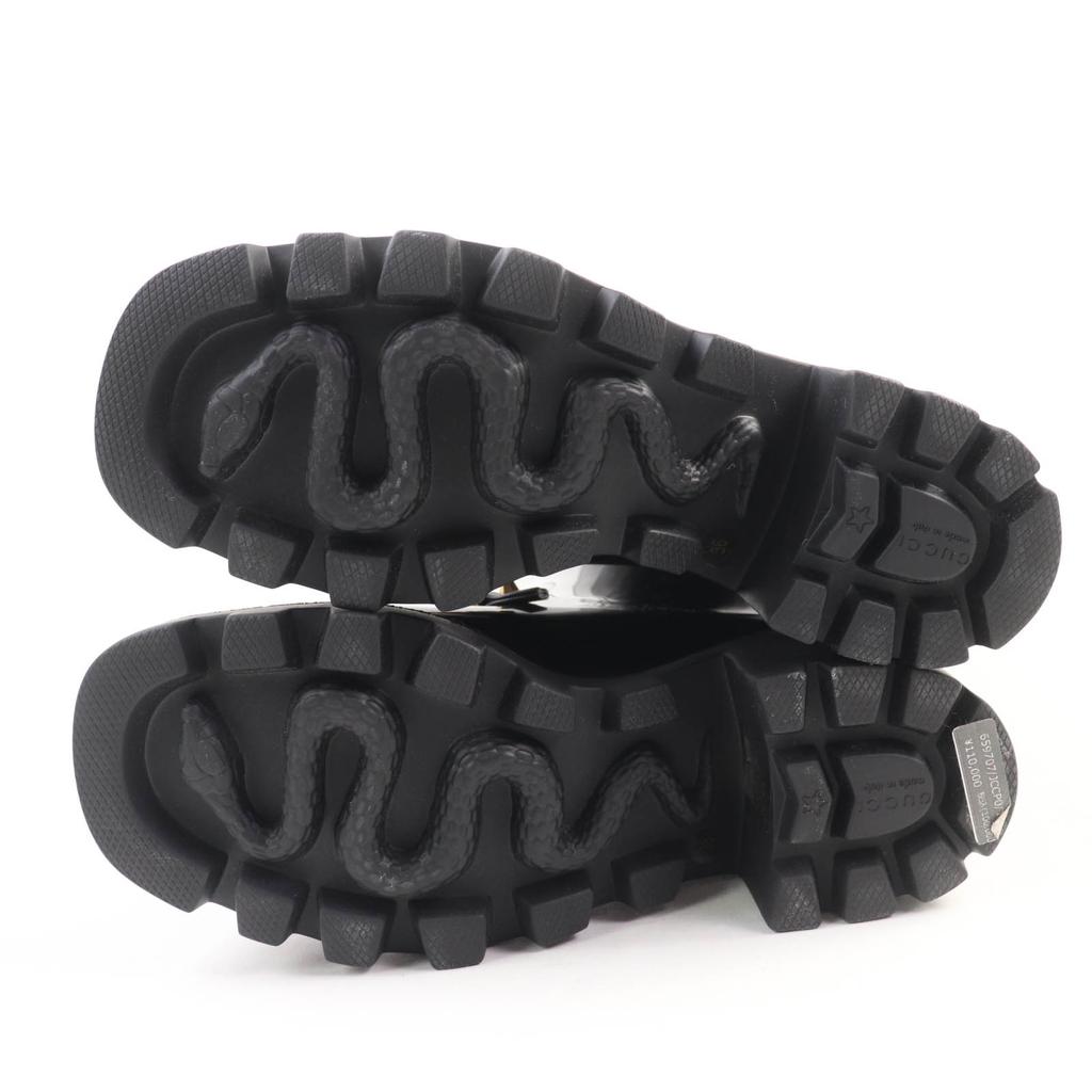 נעלי גשם מעולות של GUCCI מגפי גומי ארוכים עם קישוט Horsebit גומי שחור נשים 36 659707 משומש