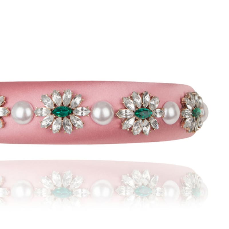 AUGUST ALICE Bold Flower Crystal Satin Headband [Pink]