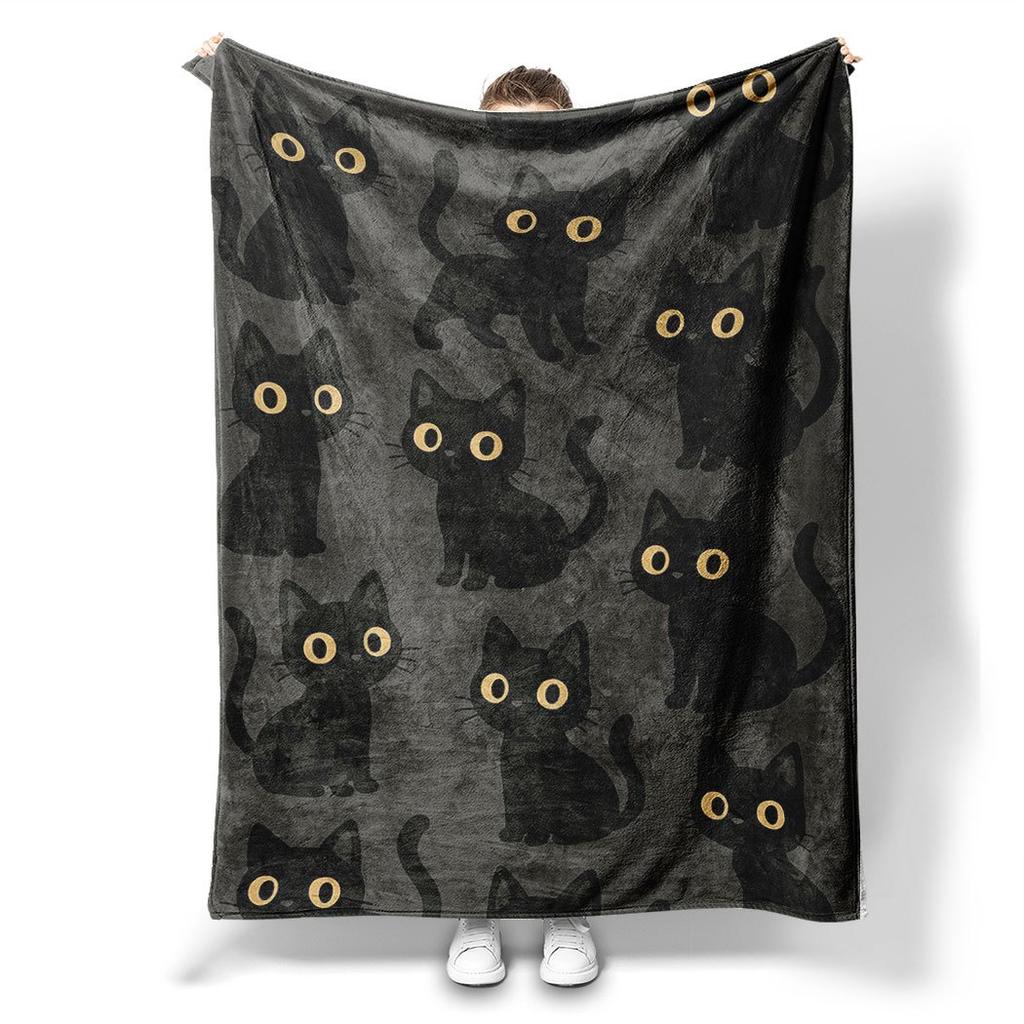 Entzückende Kätzchen-Print Flanell-Kuscheldecke – Süßes Geschenk für Homeoffice Sofa Auto Nickerchen