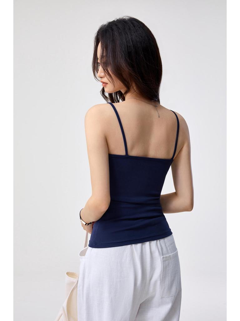 Damen Sommer Tencel Lyocell V-Ausschnitt Camisole - 260g Ärmelloses Rückenfreies Oberteil im Sanften Stil