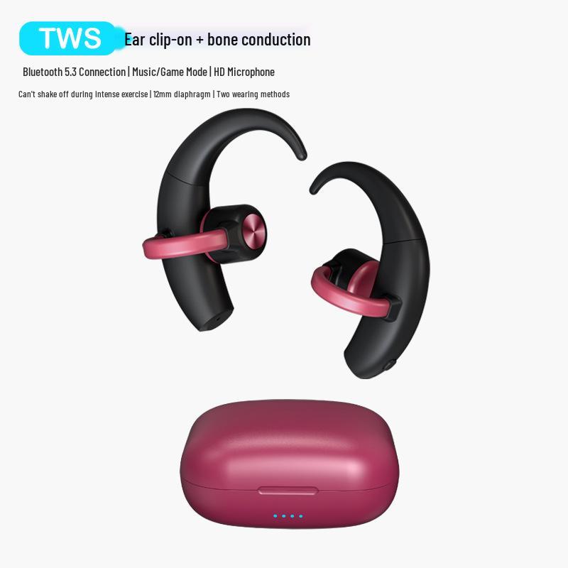 New TWS Wireless Bone Conduction Bluetooth Earphones with Long Battery Life & Charging Case