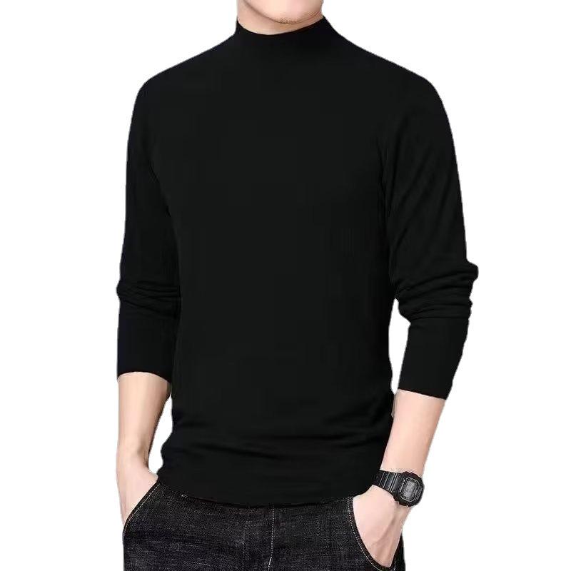 Men's Double-Sided Flannel Long-Sleeve Mid-Collar T-Shirt - Warm Winter/Spring Top (2022)