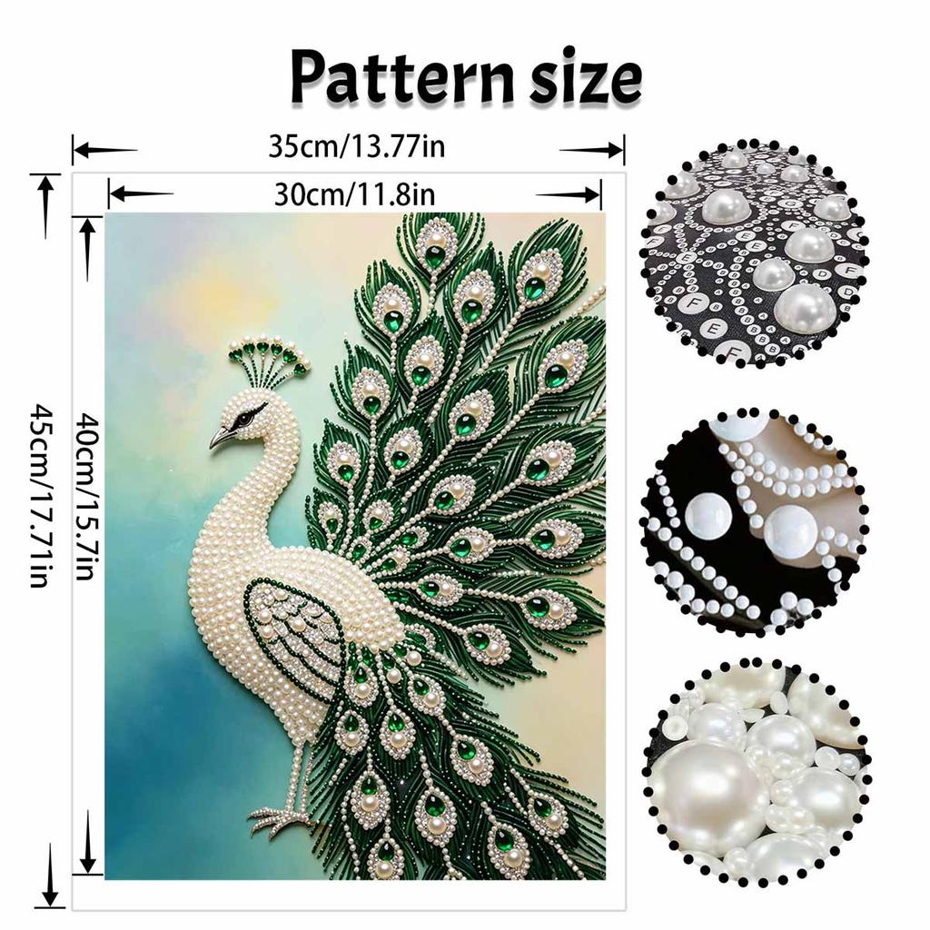 5D Round Pearl Painting Kit Elegant Peacock Pattern DIY Handmade Rhinestone Art Home Interior Decor Gift