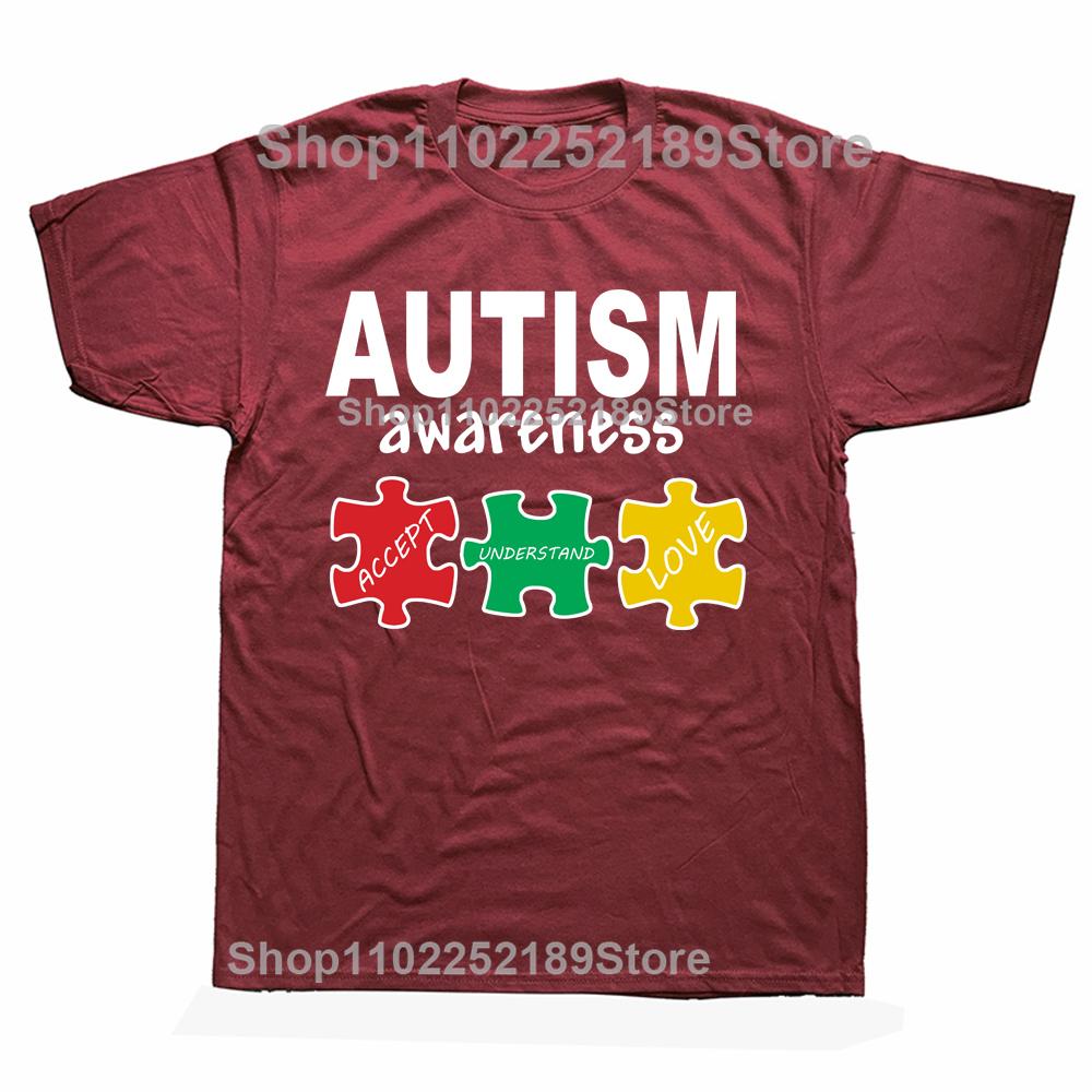 

Funny Autism Awareness Support T Shirts Summer Autistic Support Graphic Short Sleeve Birthday Gifts T-shirt Mens Clothing 4XL