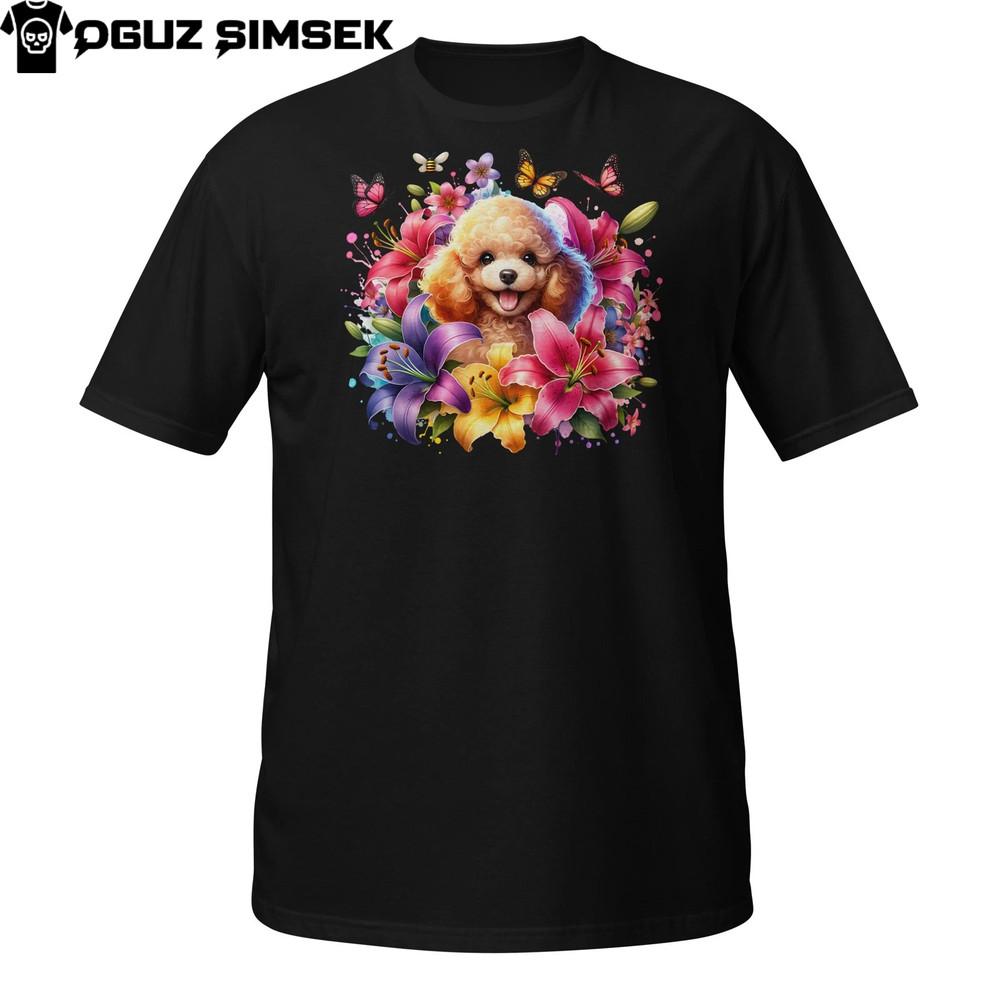 

Футболка с щенком пуделя в цветах Милая собачка в окружении красочных цветов и бабочек 2XL