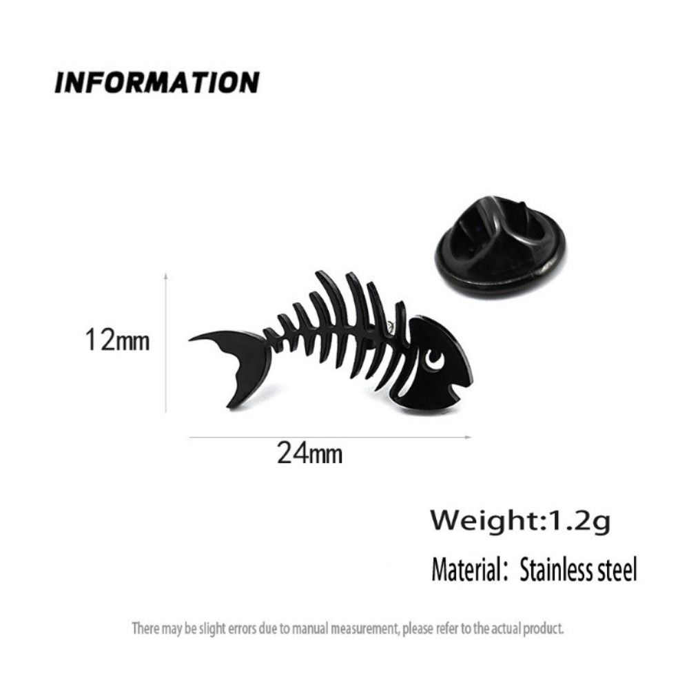 Hollow Design Fish Bone Badge Stainless Steel Fish Skeleton Lapel Pin Suit Decoration