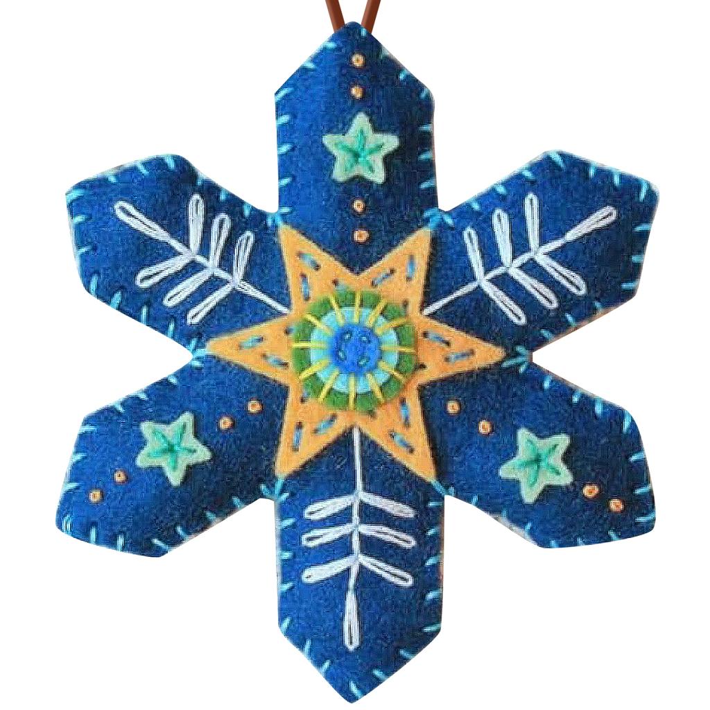 Christmas Snowflake Felt Ornament Kit with Pre-Cut Felt 3D Embroidery Needlepoint Kit Xmas Felt Snowflake Pendant Crafts