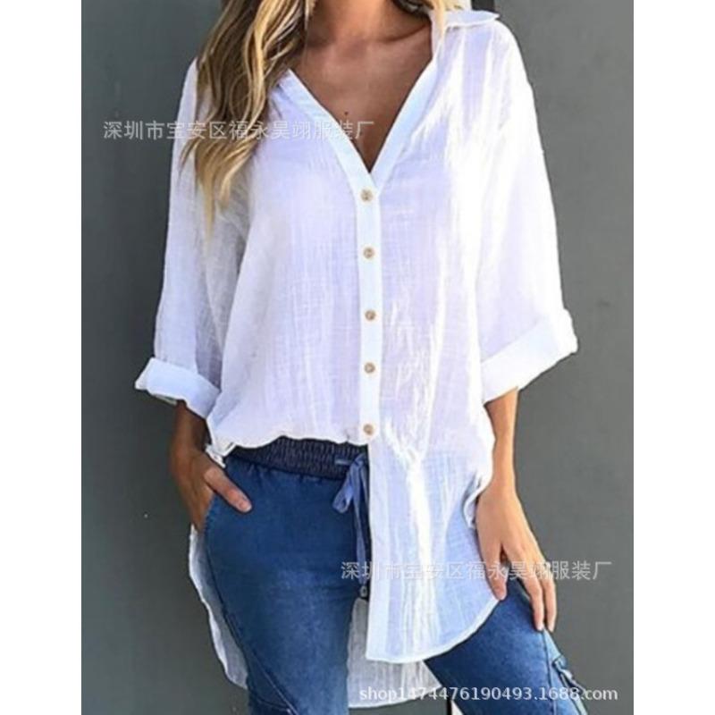 European and American Lace-up Button Irregular Women s Shirt Women S