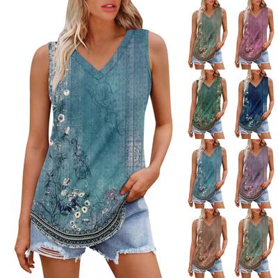 Women's Girl V Neck Tank Top Printing Casual  Top Tank Tops For Women Loose Fit Sleeveless Tops Flowy