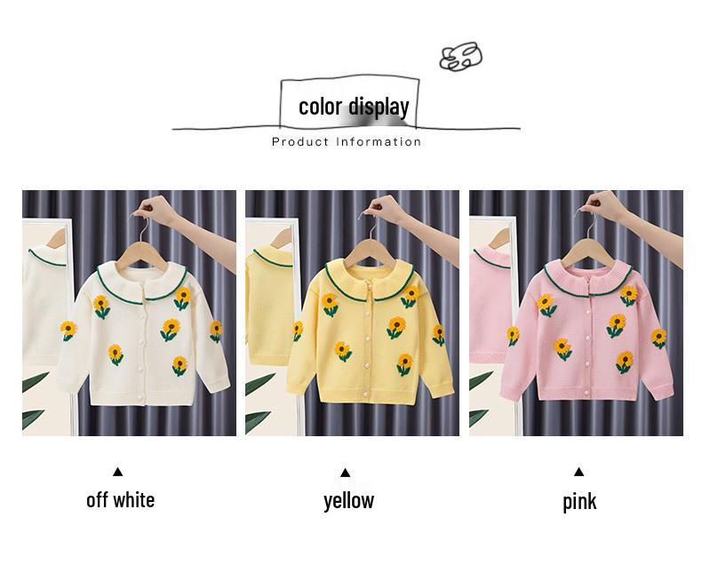 Korean Style Baby Girls' Knit Cardigan - Spring/Autumn Round Neck Sweater for Toddlers (Ages 1-4)