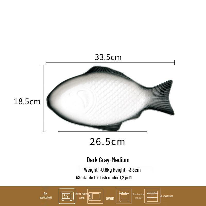 Nordic Ceramic Fish Dinner Plate - Creative Vegetable & Fish Serving Dish for Household Use