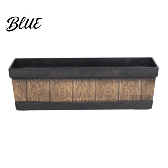 Long Flower Planter for Railings 18 Inch Rectangular Box Imitation Wood Grain Window Box Planter Plastic Vegetables Weather Resistant Plant
