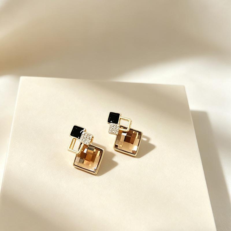 Geometric Alloy Necklace Earring Set With Cubic Zirconia For Daily Fashion Women