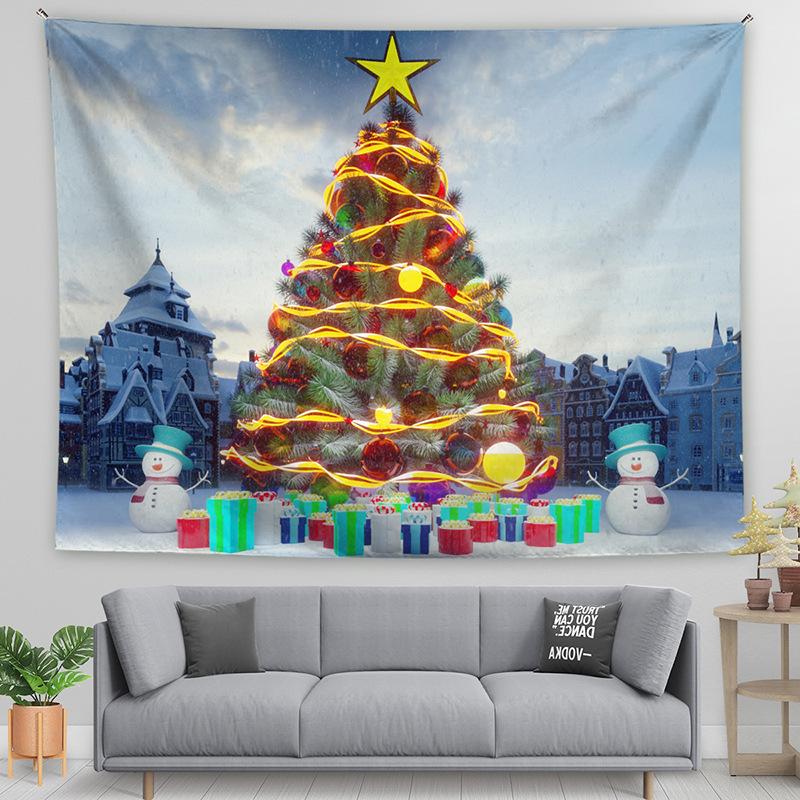 Amazon Christmas Printed Tapestry Christmas Tree Backdrop Holiday Party Tapestry Cloth