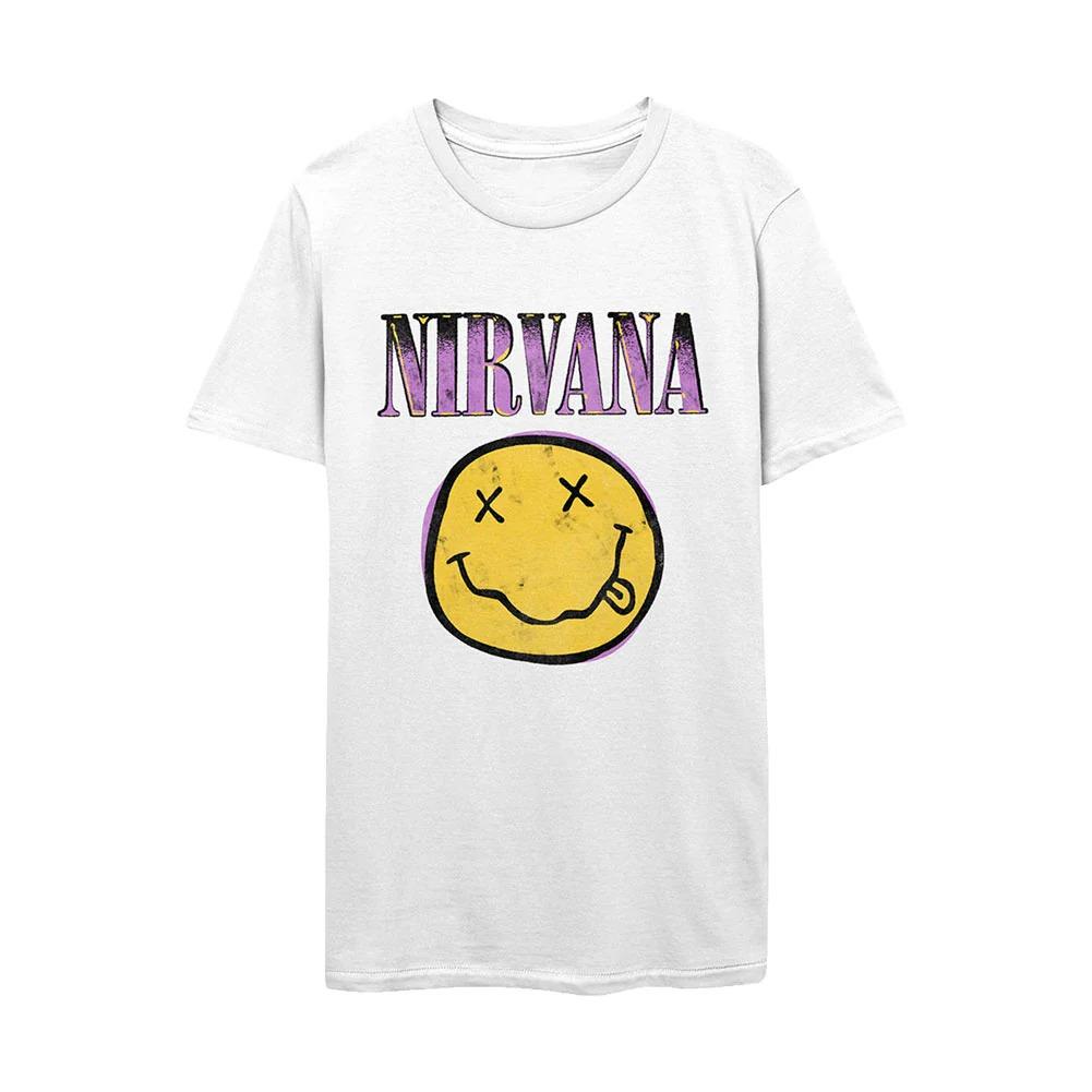 Футболка Nirvana Xerox Smile Face Logo Розовая Приталенная Высококачественная Роскошная Для Мужчин и Женщин Топ Y2k Лето 2026 M