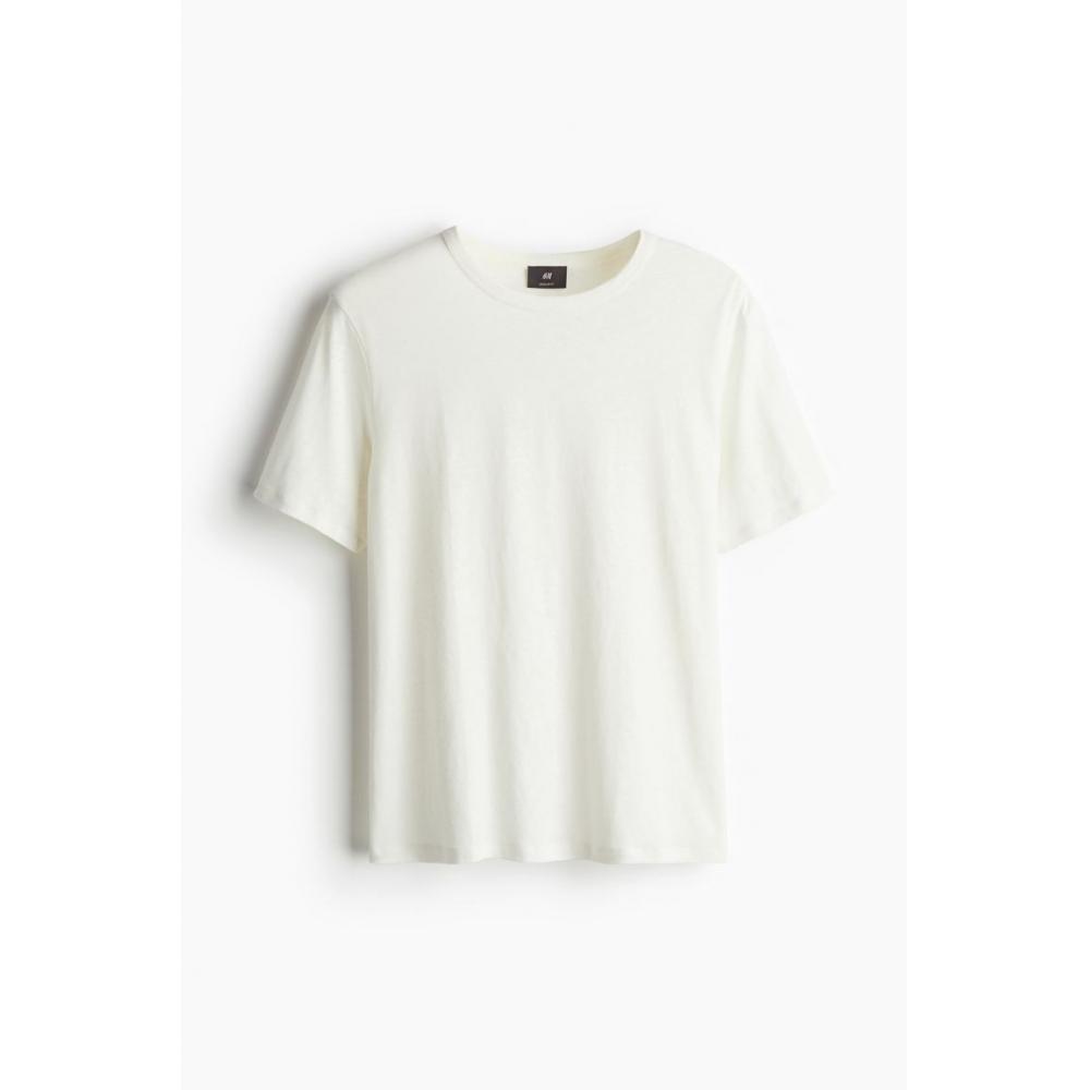 

Футболка HM Regular Fit из смесового льна, белая