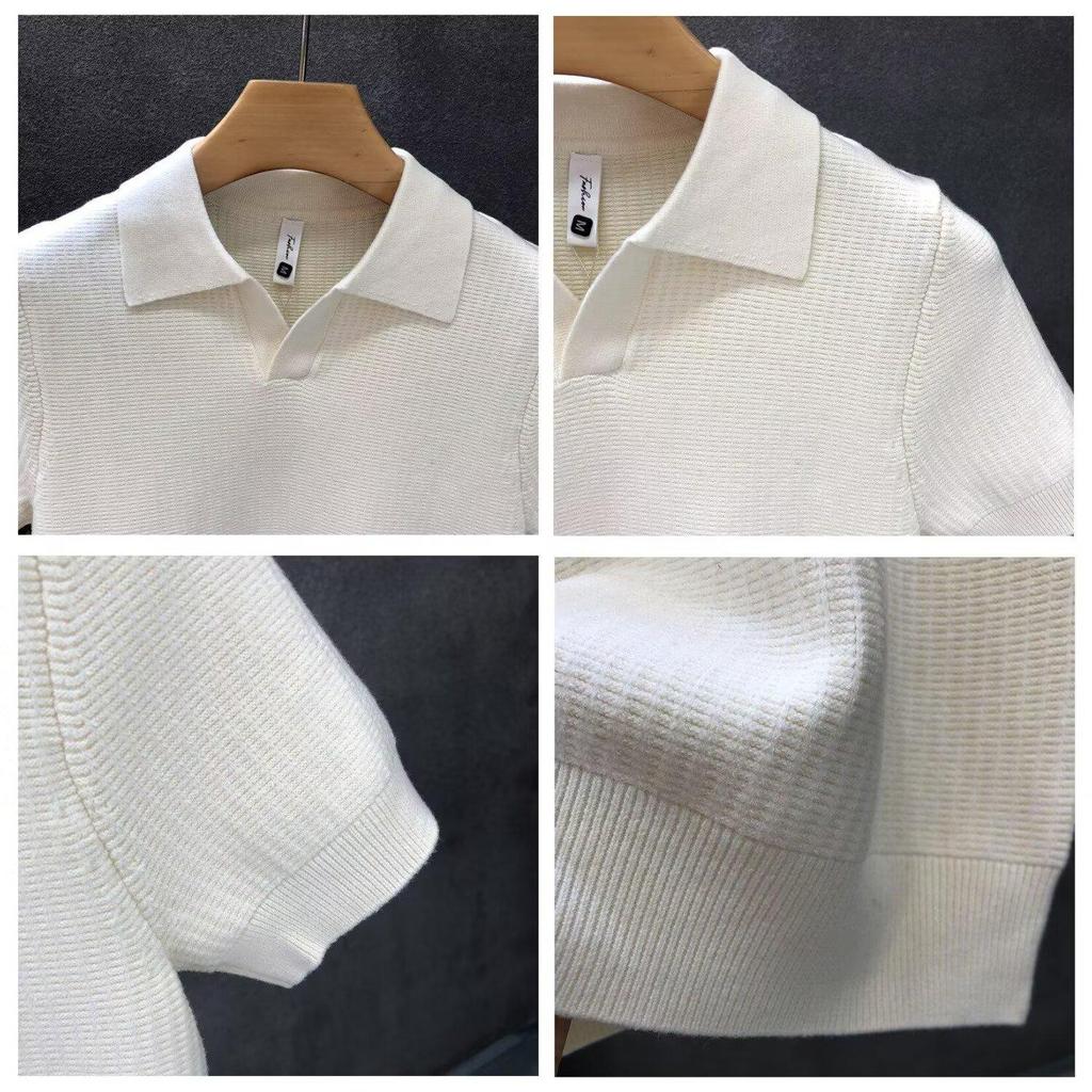 Men's High-Quality Solid Color Polo Shirt: Short Sleeve, Breathable, Casual Lapel Top for Spring, Summer, and Autumn.