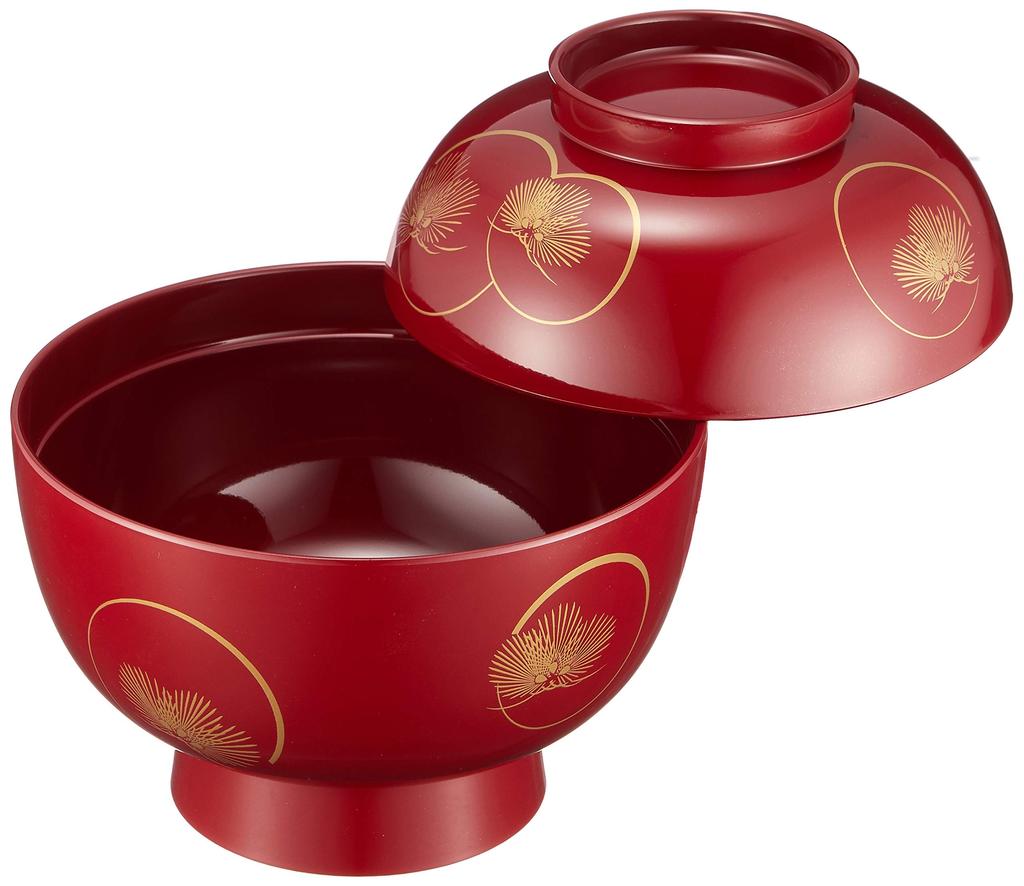 Maeju Lacquerware Zoni Kourinmatsu Tree Vermilion Traditional Yamanaka Made in Bowl, (Pine Design), Red, Craft, Lacquerware, 450ml, Japan, 3T-417,