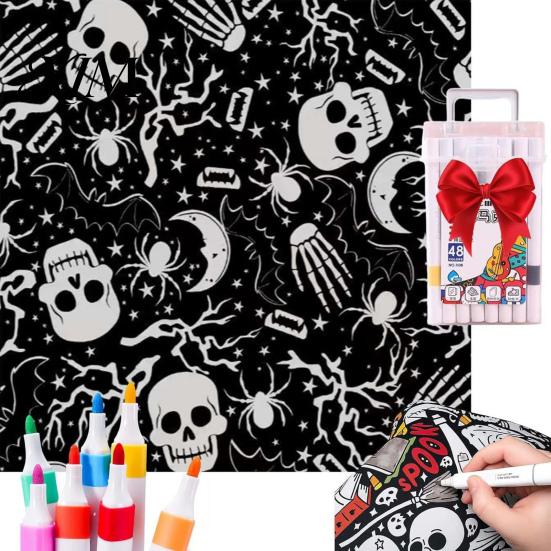 Soft Polyester Blanket for Painting DIY Coloring with 24 Markers, Color Your Own Blanket, 59" X Unique Birthday Gift Kids 45" Cozy Throw Sofa,