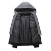 Hood Leather Jacket Streetwear Biker Coat Slim Fit Autumn Winter Coat Men Fur Lined Men Motorcycle Jacket Fashion Men Jacket