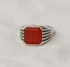 Red Carnelian Signet Ring, 925 Solid Sterling Silver, Handmade Heavy Mens Ring, Minimalist Women Ring
