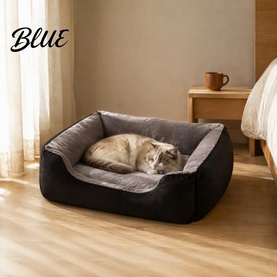 Resilient Cat Bed for Neck Support Rectangular Plush Bed, Cozy Pet Lounge Anti-slip Bottom, Cuddler Small Pets Washable Couch Indoor Cats Dogs Puppies