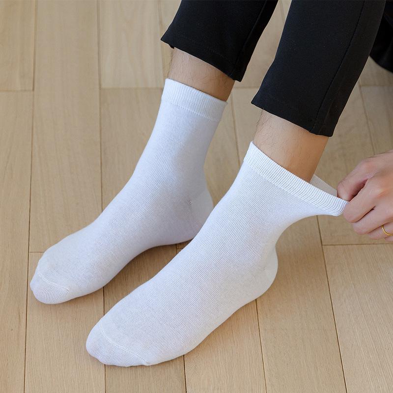 Men's Spring and Autumn Pure Color Business Breathable Sweat Absorbing Tube Cotton Socks