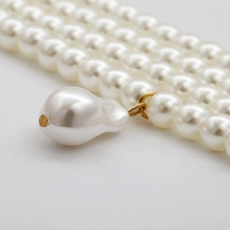 Simulated Pearl Necklaces Statement Bridal Choker Multi-Layer Pearl Necklace