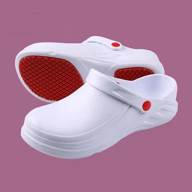 Unisex Slippers Non-slip Water-proof Oil-proof Kitchen Work Chef Shoes Master Hotel Restaurant Non-lace Slip-on Casual Shoes