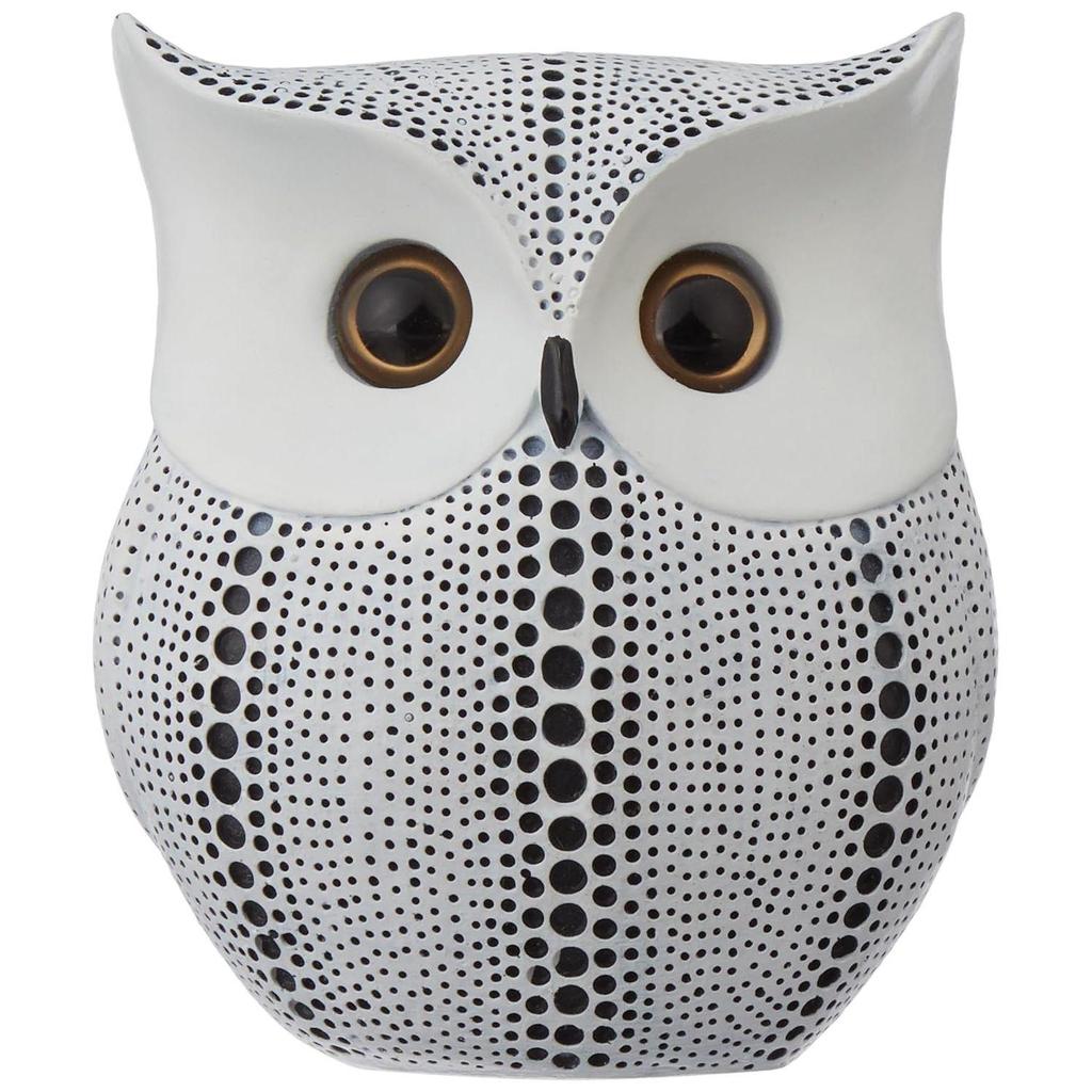 Modern Classy Happy Owl Resin Art Figure Showpiece (White), 13 x 6.5 cm