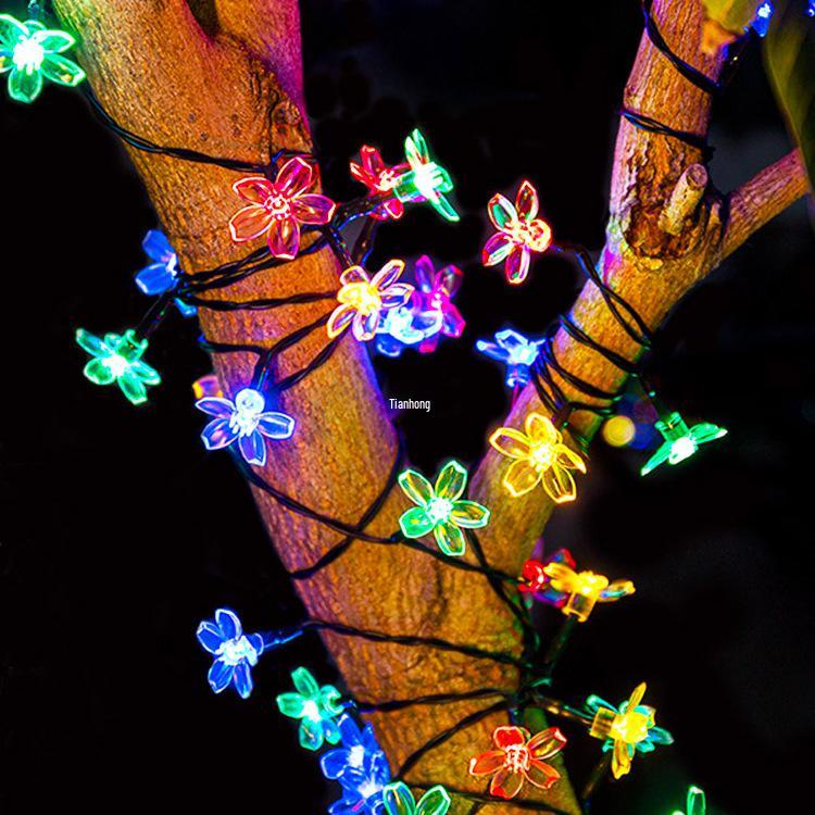Cherry Blossom Waterproof Solar String Lights for Outdoor Garden and Balcony Décor