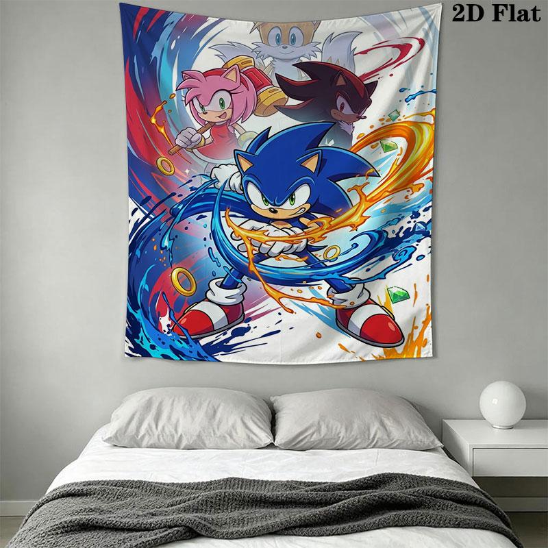Hedgehog Sonic Burst Wall Hanging Printed Fabric Blanket Decorative Tapestries for Bedroom Living Room Home Decor