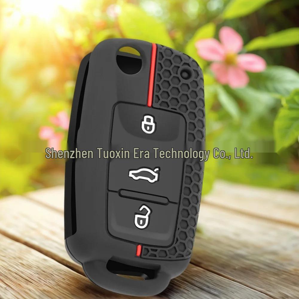 Volkswagen 3-Button Silicone Key Case with Honeycomb Pattern for Golf, Bora, POLO, Touareg
