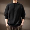 Men's Retro Henry Collar Knit Sweater - Cozy, Loose-Fit Base Layer for Fall & Winter