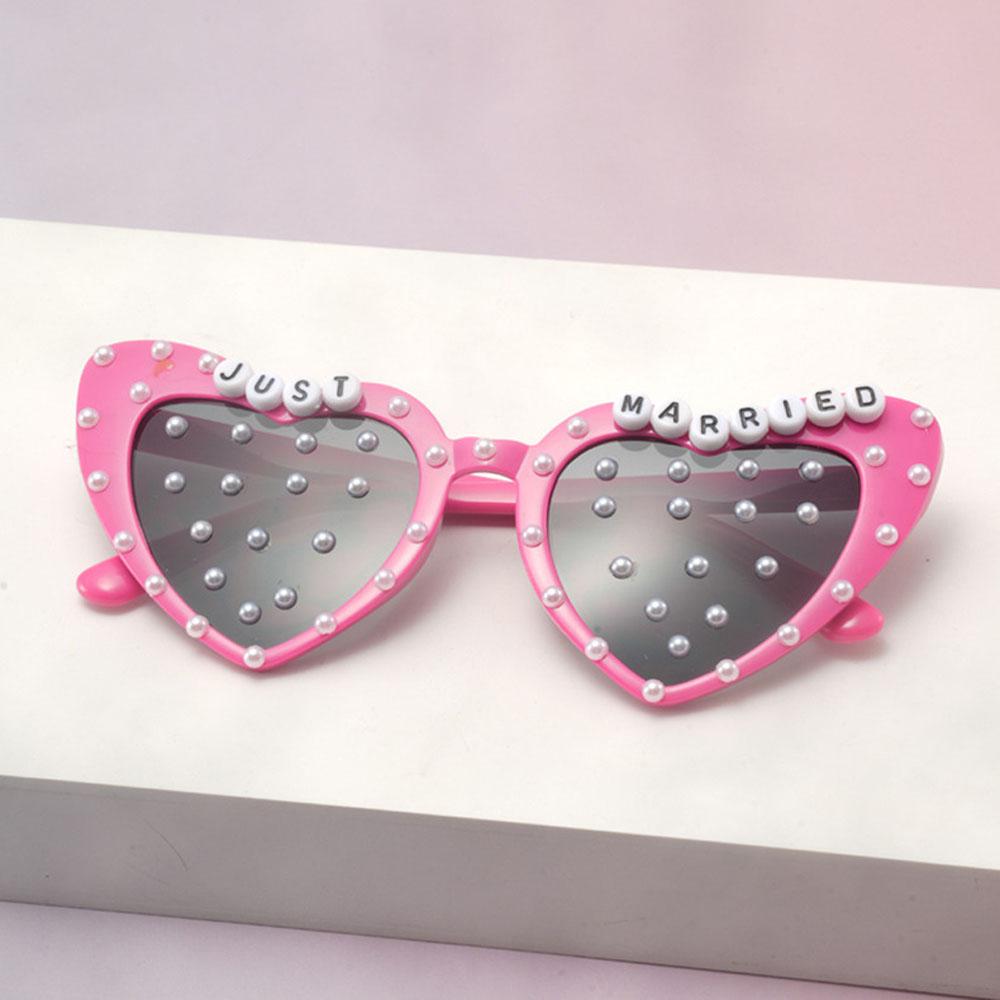Just Married Heart Sunglasses with Pearls Bride to Be Wedding Party Bachelorette Party Decorations Bridal Shower Gift Eyewear