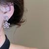 Korean Fashion Pink Color CZ Cubic Zirconia Flower U Shape Dangle Earrings for Women Silver Plated Copper Holiday Jewelry