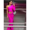 Foreign Trade Women Clothes New Fashion Sexy Sloping Shoulder Single Sleeve Pleat Open Waist Split Mid-Length Women