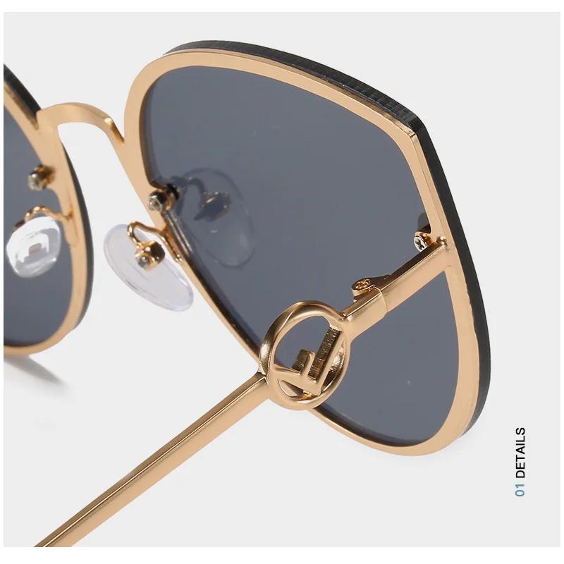 Classic Cat Eye Alloy Sunglasses Woman Brand Designer Big Frame Sun Glasses Female Vintage Metal Oculos Feminino