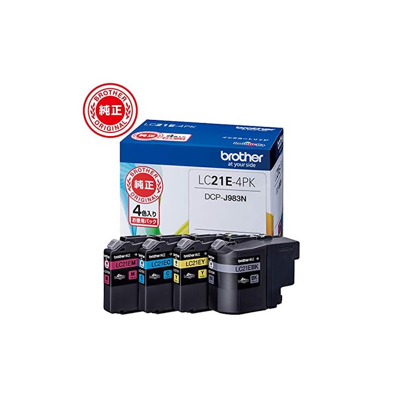 [Brother Genuine] 4-Color Ink Cartridge Pack LC21E-4PK Compatible Model: DCP-J983N and Others