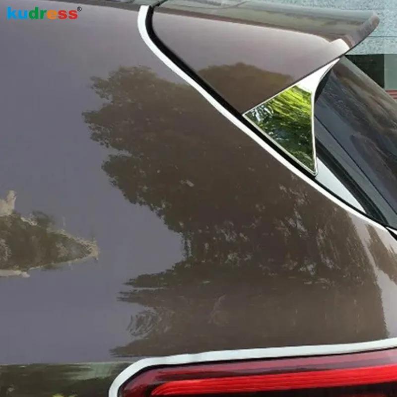 For KIA Sportage 2016 2017 2018   Chrome Car Rear Window Spoiler Cover Trim Side Wing Triangle Frame Trims Accessories