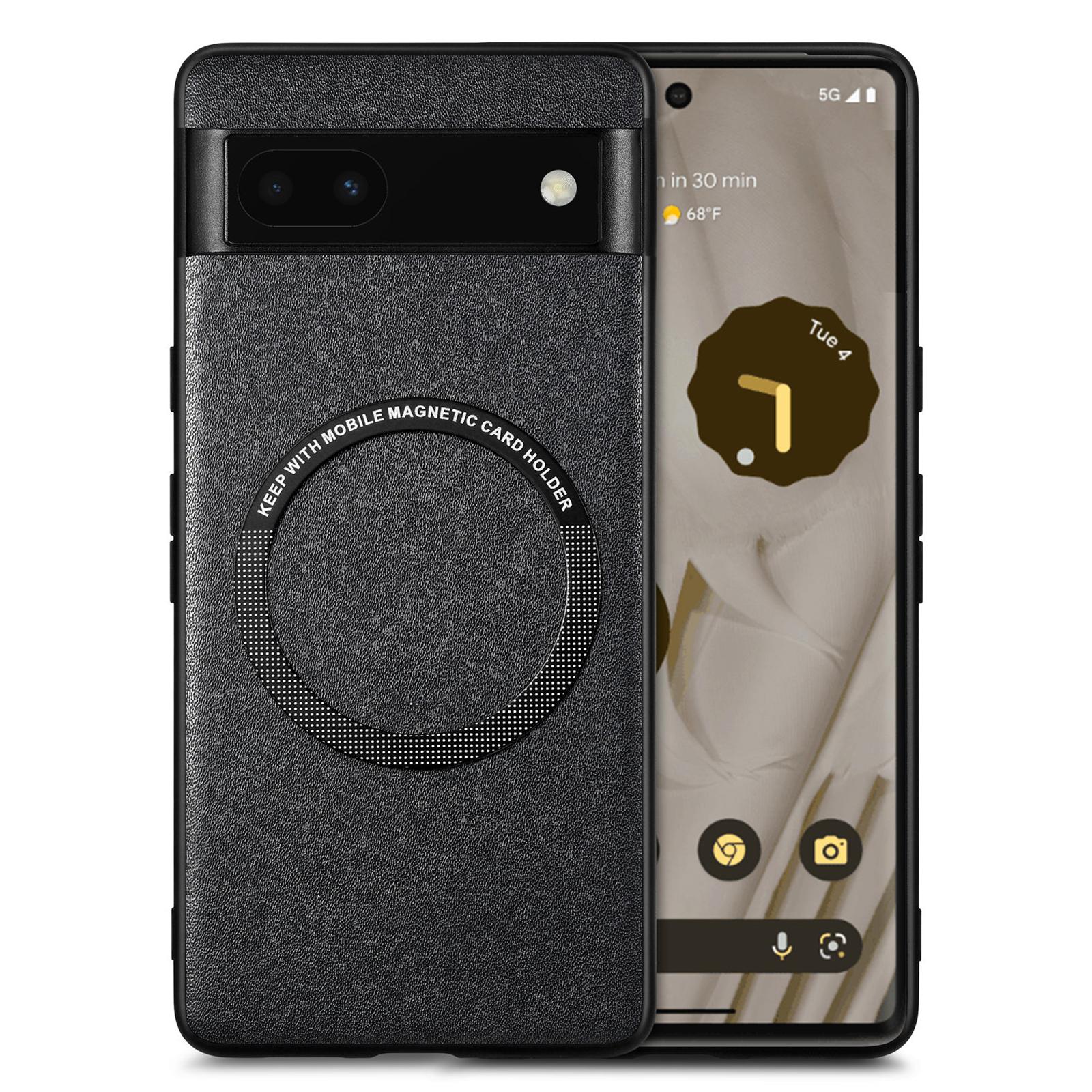 

Противоударный чехол для Google Pixel 6a, совместимый с MagSafe, с покрытием из ПУ-кожи, PC+TPU чехол для телефона Black